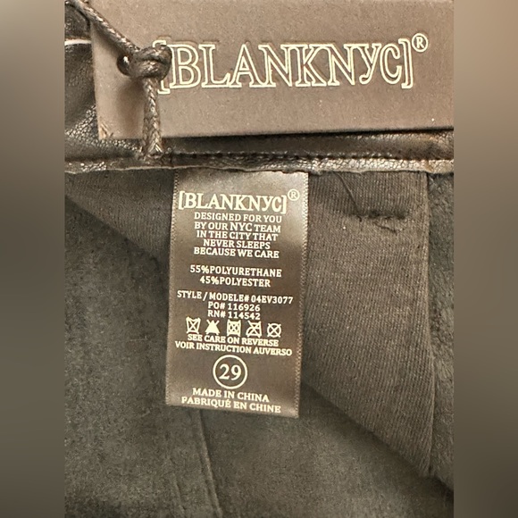 BLANK NYC BLACK The Baxter Straight In Nowhere Road VEGAN LEATHER CROP PANT 29 - Picture 10 of 10